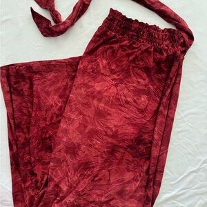 Red Patterned Pants with Matching Headband
